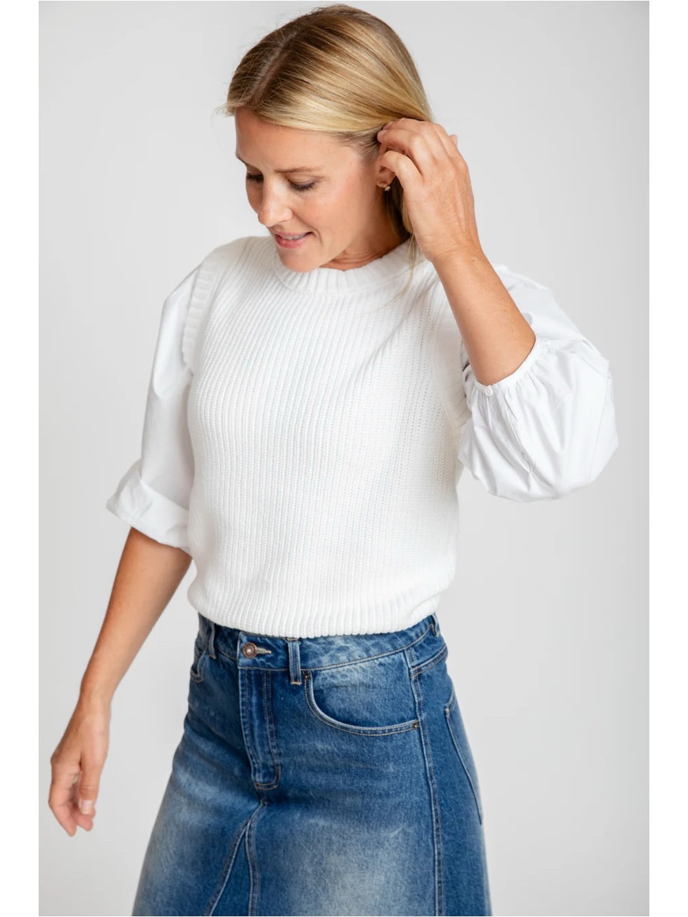 Burgess Phoebe Mixed Media Sweater Top